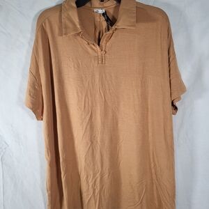 Nwt 1 People Women's Tan Polo Short Sleeve Shirt Size Medium Modal